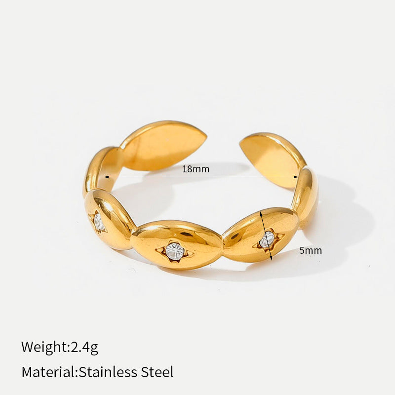 Sun Moon Star Titanium Steel Open Ring