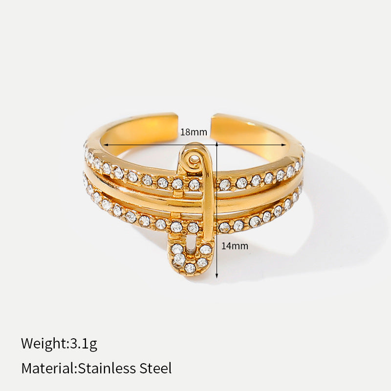 Sun Moon Star Titanium Steel Open Ring
