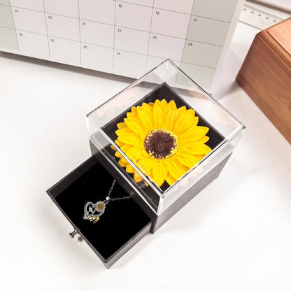 Sunflower Acrylic Jewelry Box with Artificial Flower