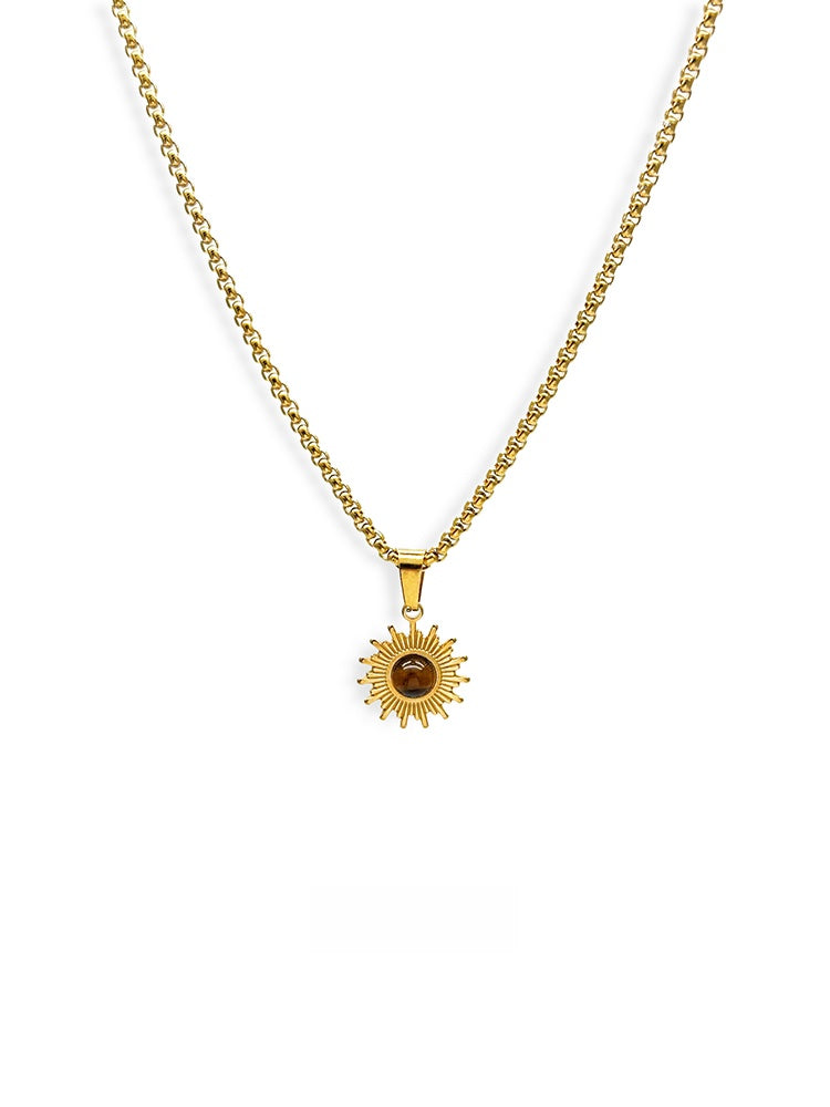 Sunflower Cat Eye Stone Pendant