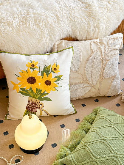 Sunflower Embroidered Pillowcase