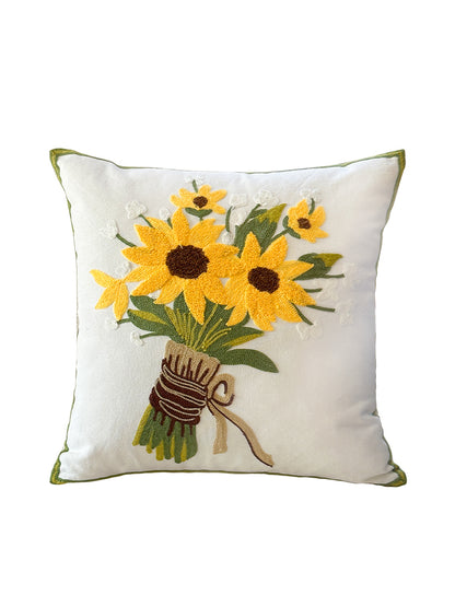 Sunflower Embroidered Pillowcase