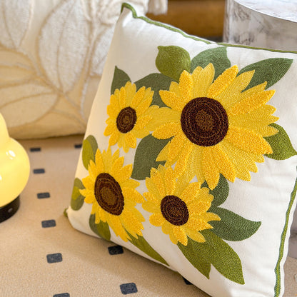 Sunflower Embroidered Pillowcase