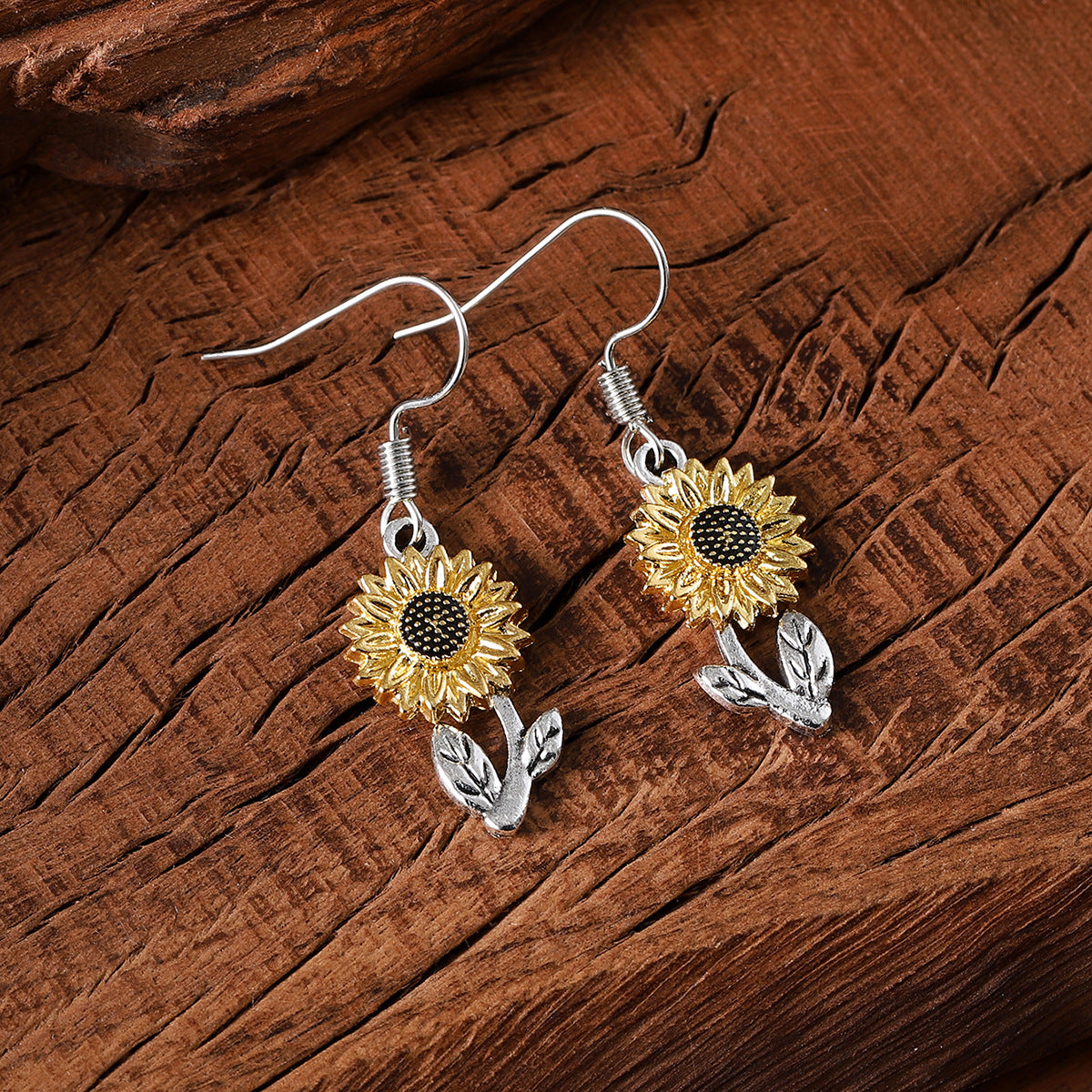 Sunflower Floral Earrings and Necklace Set