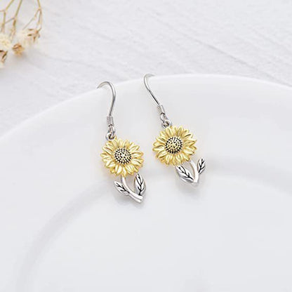 Sunflower Floral Earrings and Necklace Set