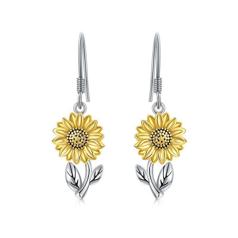 Sunflower Floral Earrings and Necklace Set