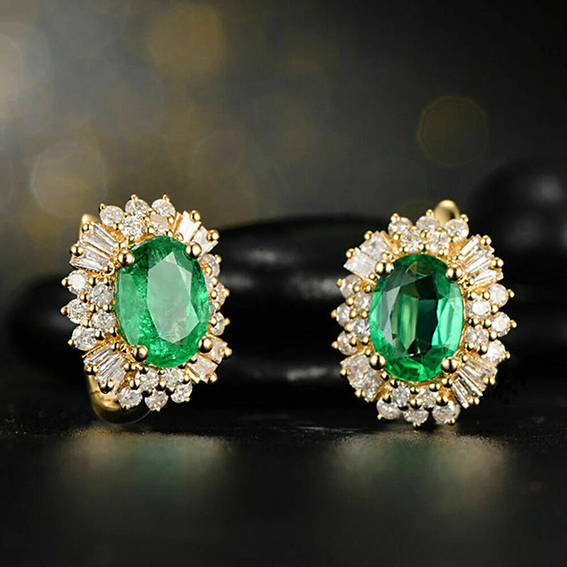 Sunflower Geometric Zirconia Earrings