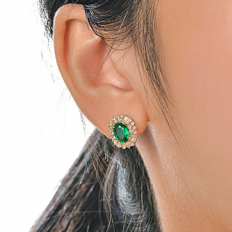 Sunflower Geometric Zirconia Earrings