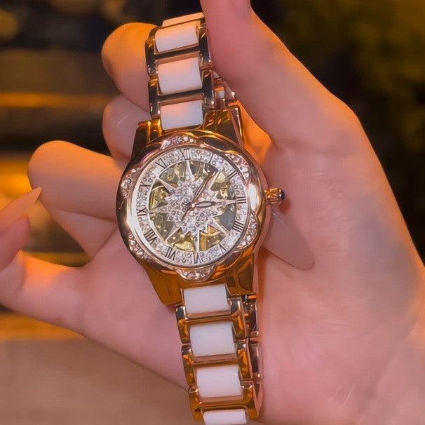 Sunflower Hollow Ceramic Ladies Watch