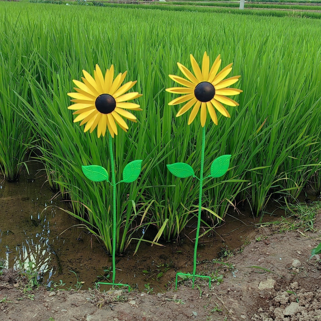 Sunflower Metal Garden Windmill Decor