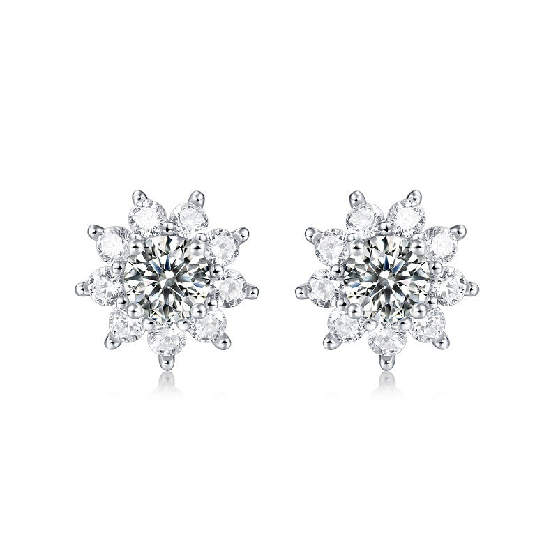 Sunflower Moissanite 925 Silver Earrings