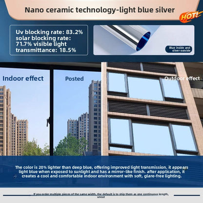 Sunscreen and light-shielding one-way privacy film for offices, featuring one-way visibility and nano-scale thermal insulation