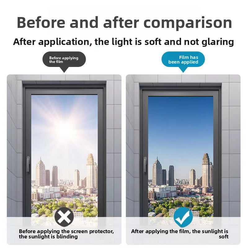 Sunscreen and light-shielding one-way privacy film for offices, featuring one-way visibility and nano-scale thermal insulation