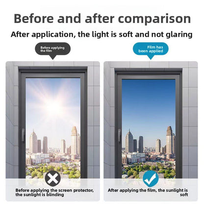 Sunscreen and light-shielding one-way privacy film for offices, featuring one-way visibility and nano-scale thermal insulation