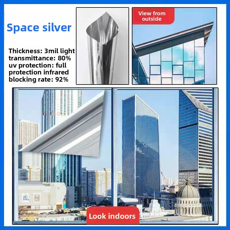 Sunscreen and light-shielding one-way privacy film for offices, featuring one-way visibility and nano-scale thermal insulation