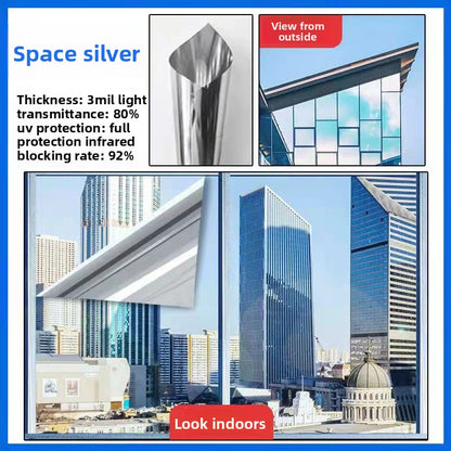 Sunscreen and light-shielding one-way privacy film for offices, featuring one-way visibility and nano-scale thermal insulation