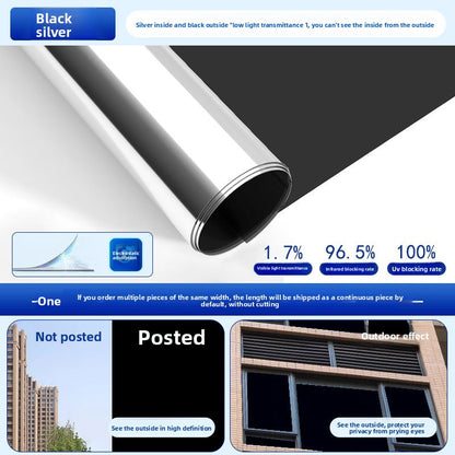 Sunscreen and light-shielding one-way privacy film for offices, featuring one-way visibility and nano-scale thermal insulation