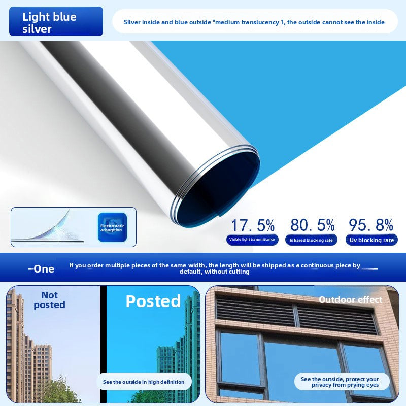 Sunscreen and light-shielding one-way privacy film for offices, featuring one-way visibility and nano-scale thermal insulation