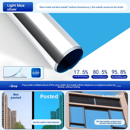 Sunscreen and light-shielding one-way privacy film for offices, featuring one-way visibility and nano-scale thermal insulation