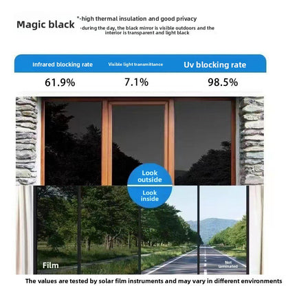 Sunscreen and light-shielding one-way privacy film for offices, featuring one-way visibility and nano-scale thermal insulation