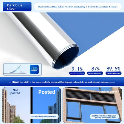 Sunscreen and light-shielding one-way privacy film for offices, featuring one-way visibility and nano-scale thermal insulation