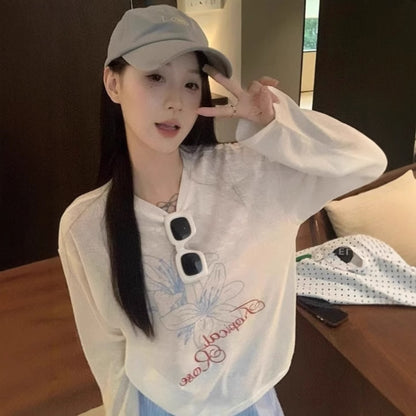 Sunscreen Blouse White Thin Top