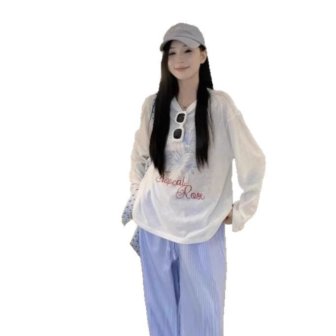 Sunscreen Blouse White Thin Top