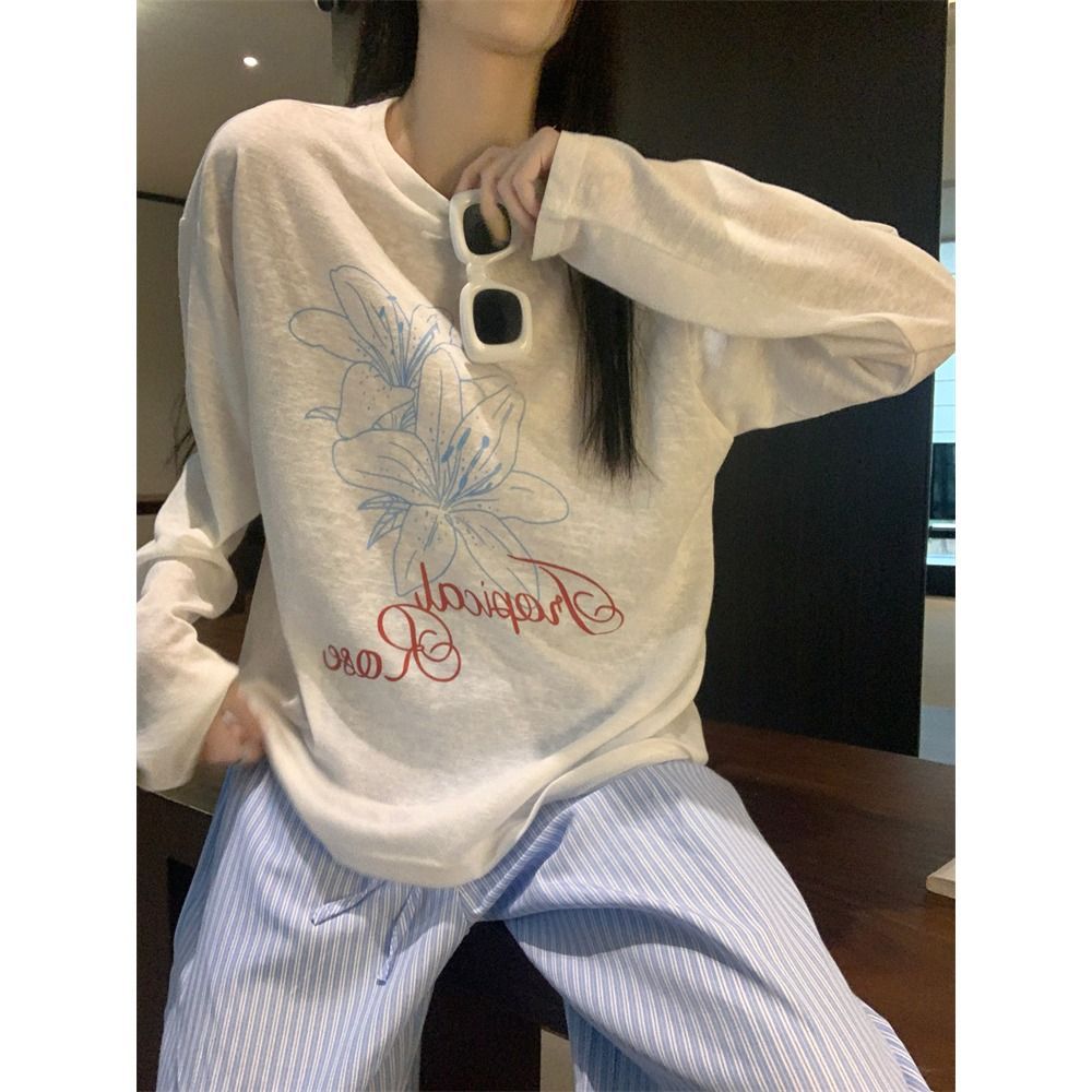 Sunscreen Blouse White Thin Top