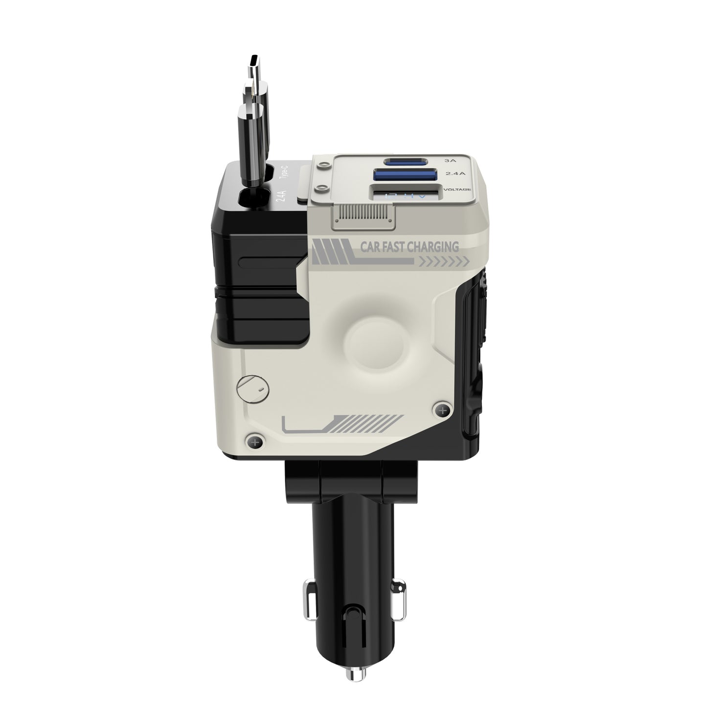 Super Fast Car Charger with Digital Display and Telescopic Cable