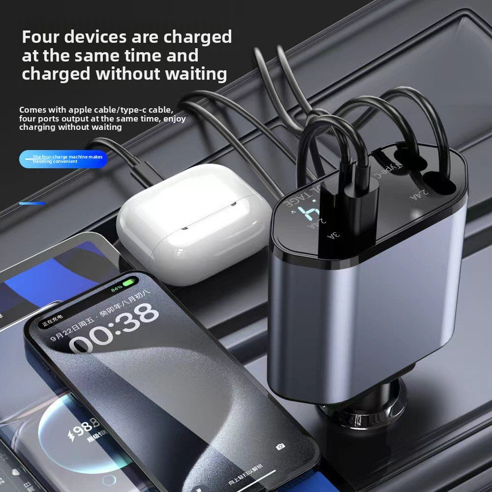 Super Fast Car Charger with Retractable Cable
