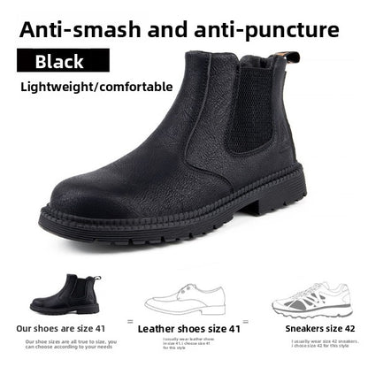 Super-fine leather waterproof and comfortable high-top safety shoes