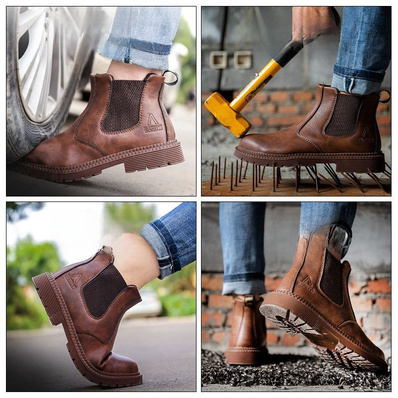 Super-fine leather waterproof and comfortable high-top safety shoes