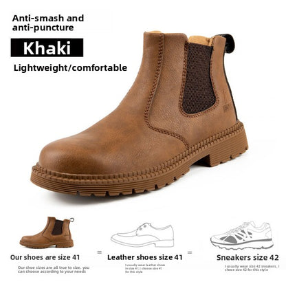 Super-fine leather waterproof and comfortable high-top safety shoes