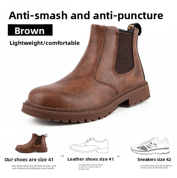 Super-fine leather waterproof and comfortable high-top safety shoes