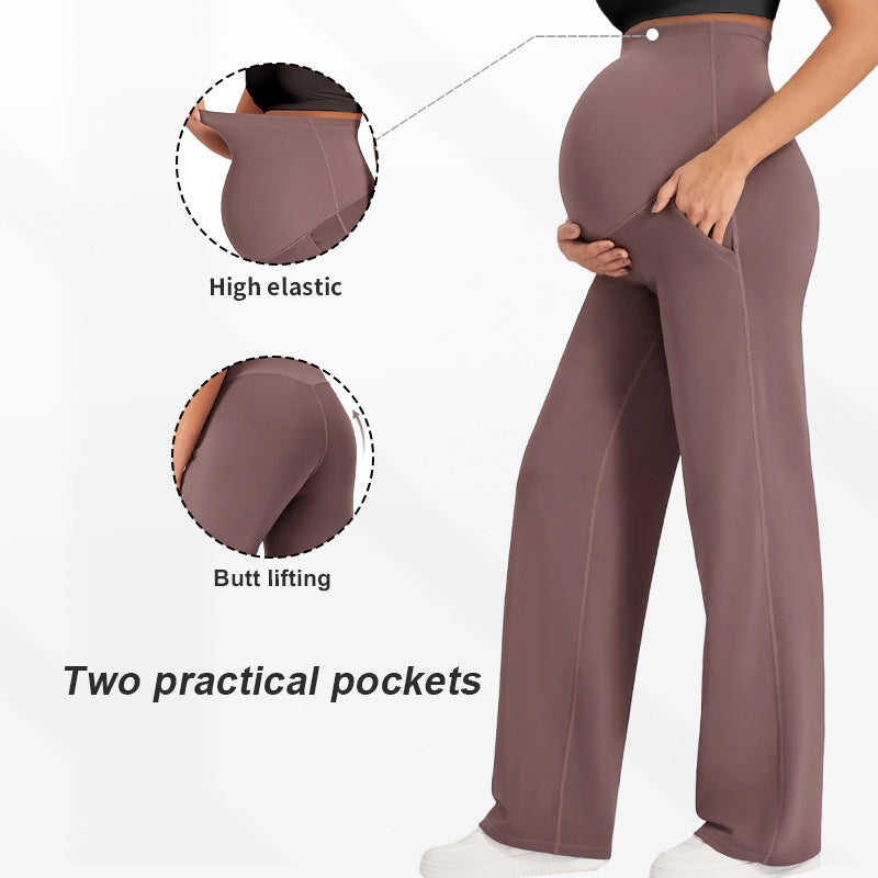 Super high-elastic maternity yoga wide-leg pants