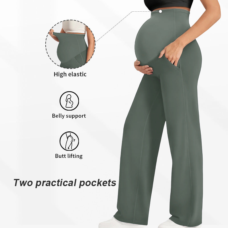 Super high-elastic maternity yoga wide-leg pants