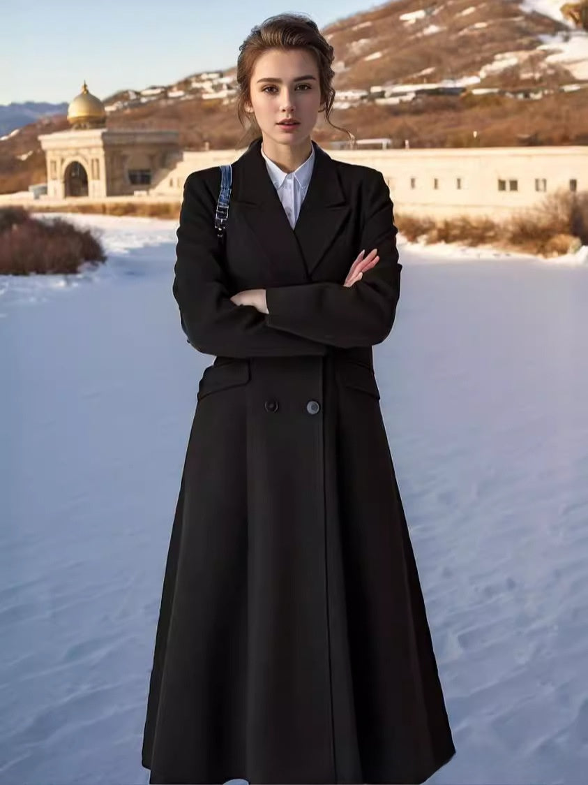 Super-long fitted coat
