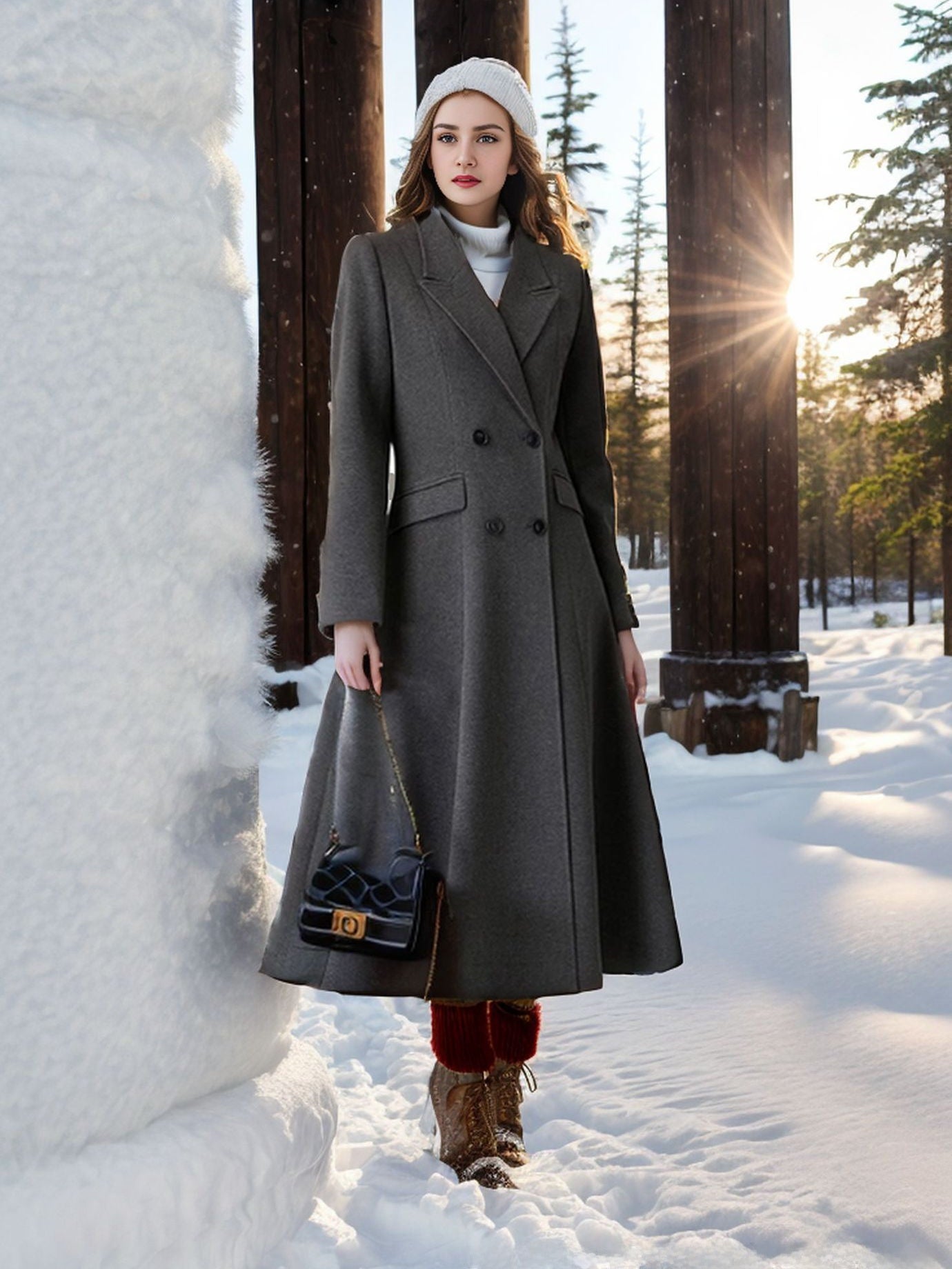 Super-long fitted coat