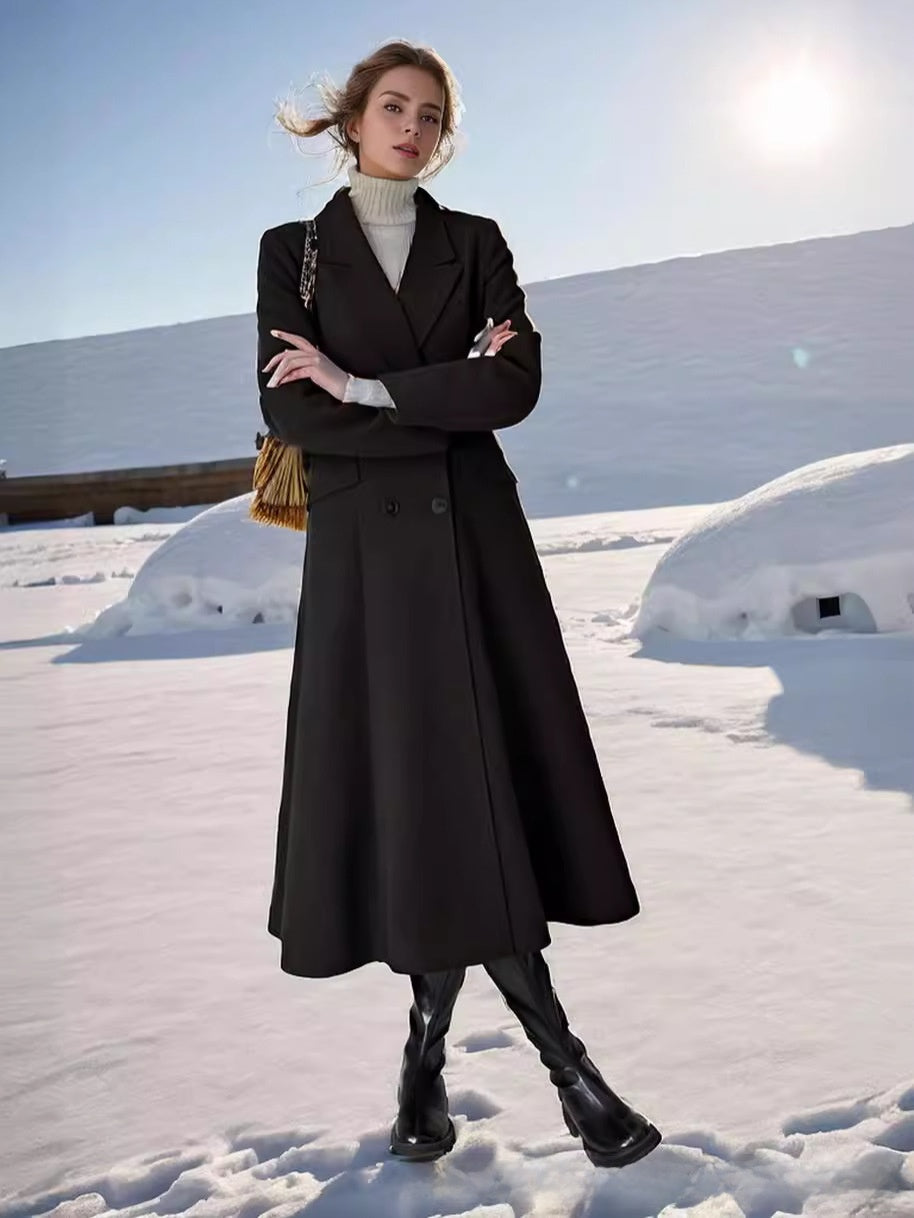 Super-long fitted coat