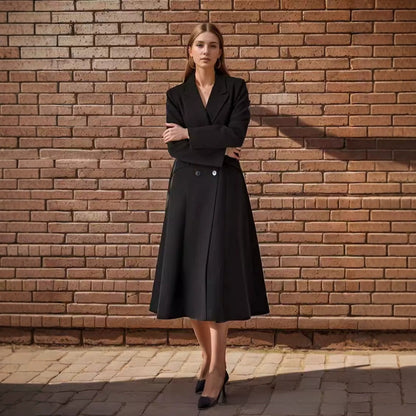 Super-long fitted coat