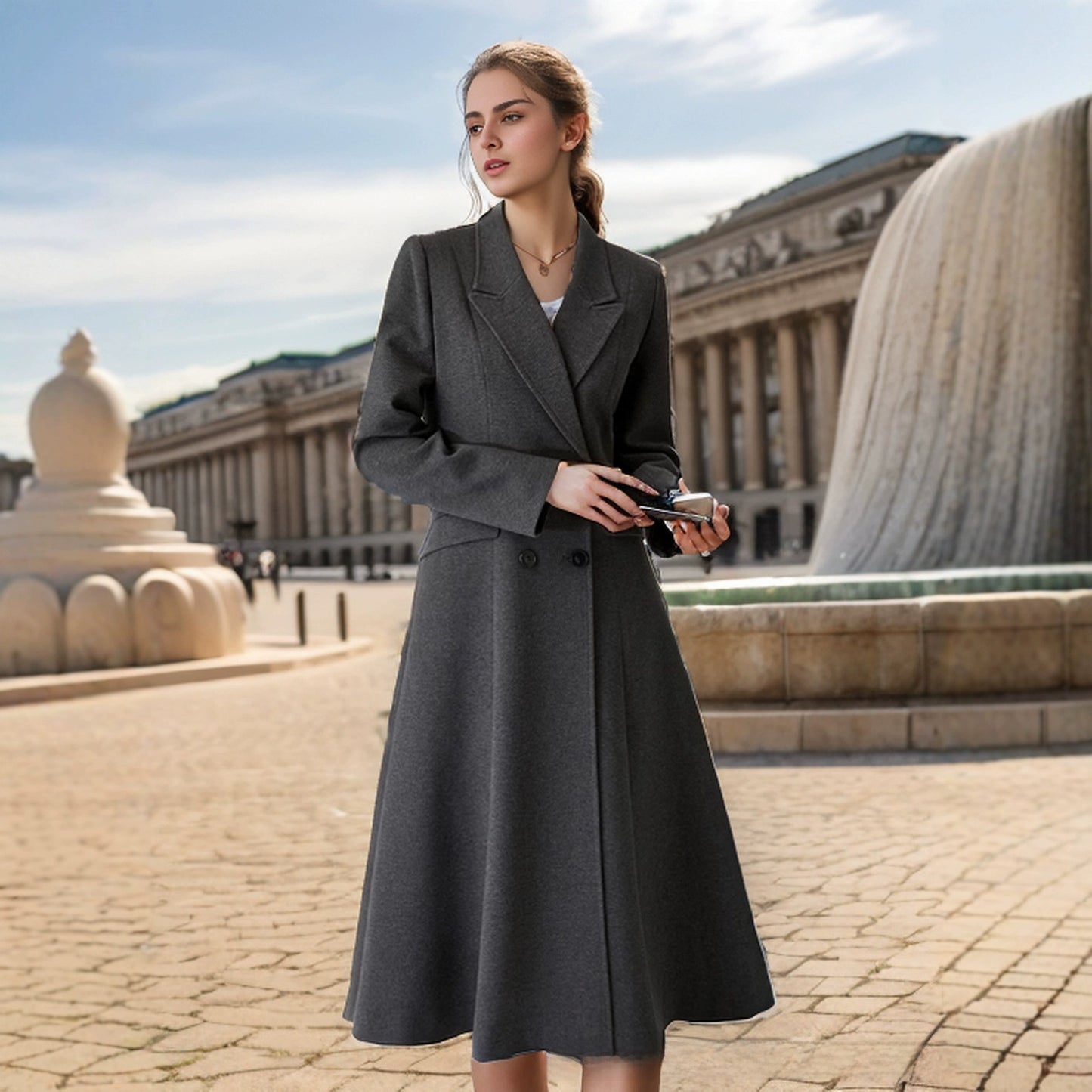 Super-long fitted coat