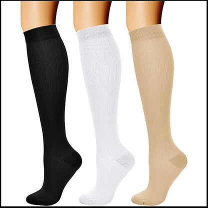 Supportive knee-length compression stockings