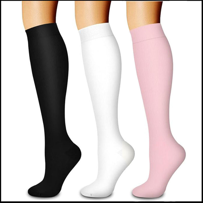 Supportive knee-length compression stockings