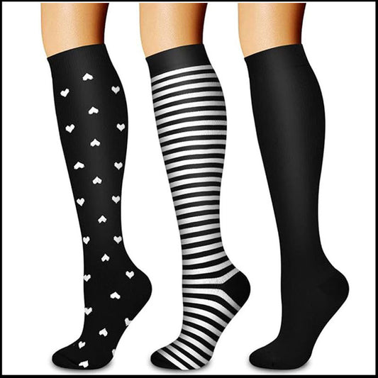 Supportive knee-length compression stockings