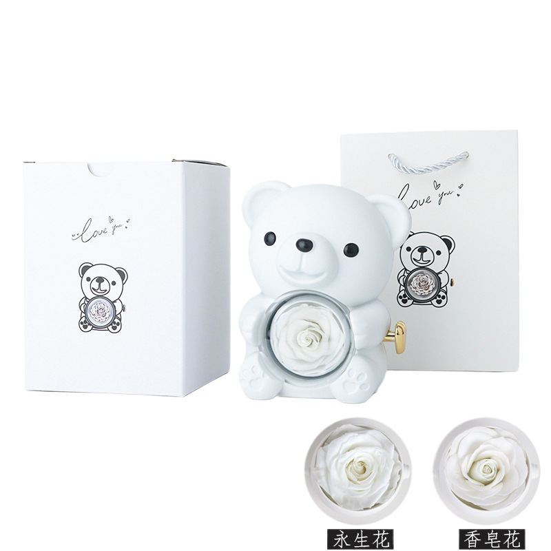 Surprise Flip Open Rose Bear Jewelry Gift Box