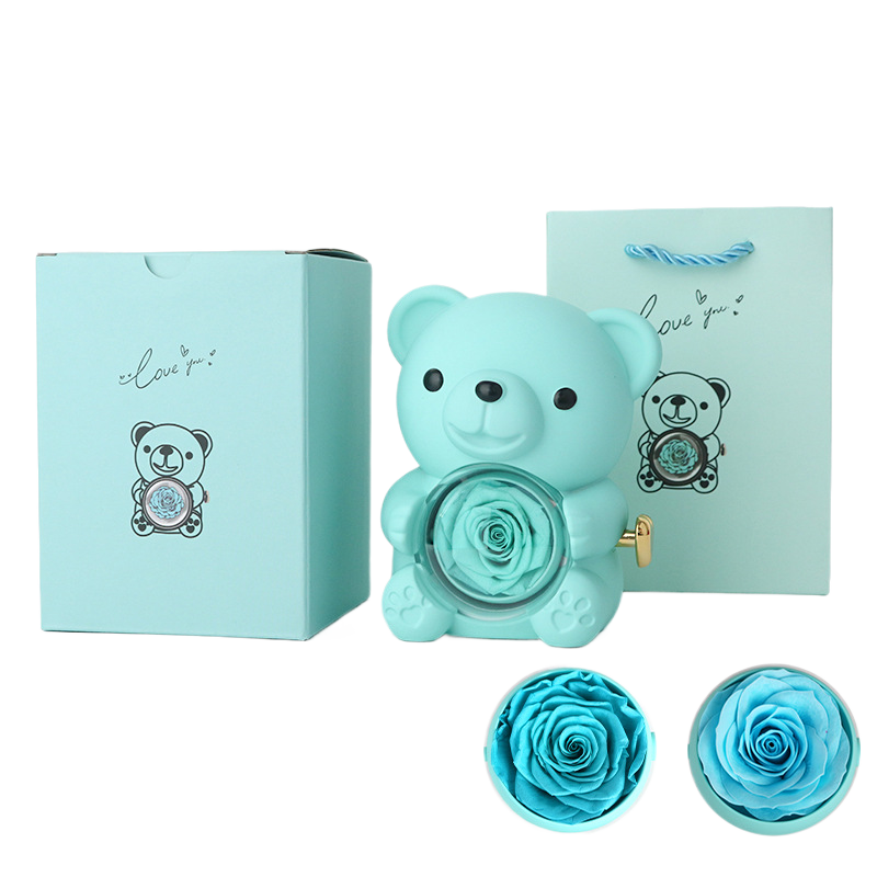 Surprise Flip Open Rose Bear Jewelry Gift Box