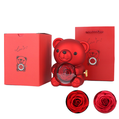 Surprise Flip Open Rose Bear Jewelry Gift Box