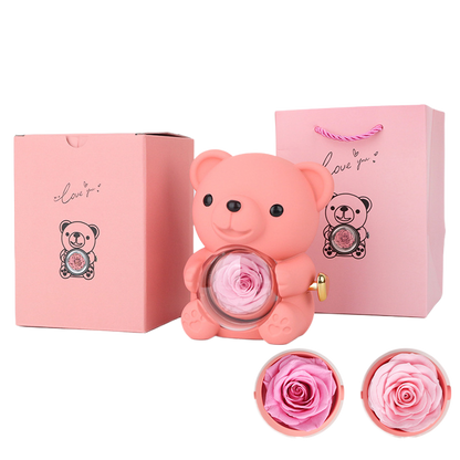 Surprise Flip Open Rose Bear Jewelry Gift Box