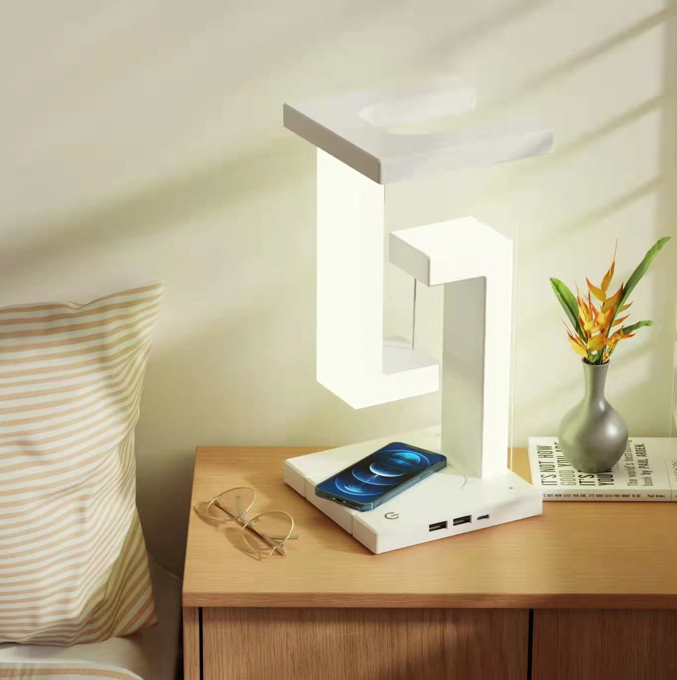 Suspended Wireless Charging LED Table Lamp