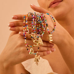 Colorful bead initial necklace